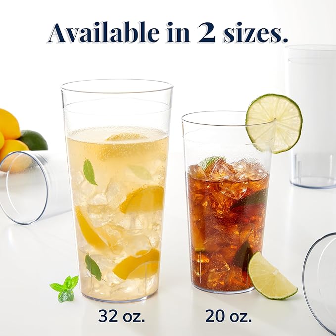 US Acrylic Cafe Plastic Reusable Tumblers 20-ounce Water Cups in Clear | Value - Image 3