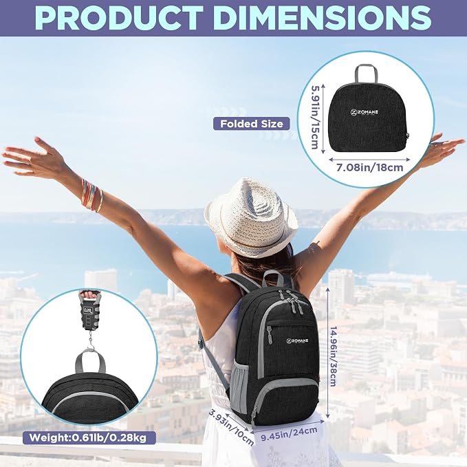 ZOMAKE Ultra Lightweight Packable Backpack 20L, Small Foldable Backpacks Hiking - Image 2