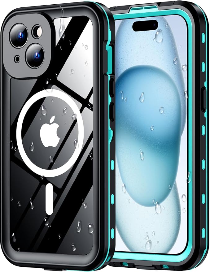 Red2Fire for iPhone 15 Case Waterproof, Phone Case 6.1" Blue/Clear by Red2Fire