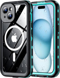 Red2Fire for iPhone 15 Case Waterproof, Phone Case 6.1" Blue/Clear by Red2Fire
