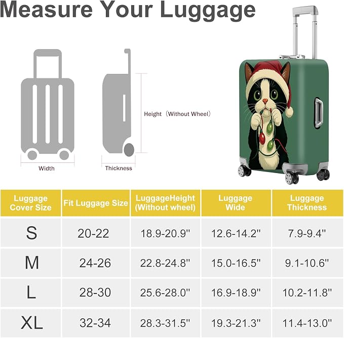 ANNA QUEEN Christmas Cat Luggage Cover, Cute Santa Cat - Image 5