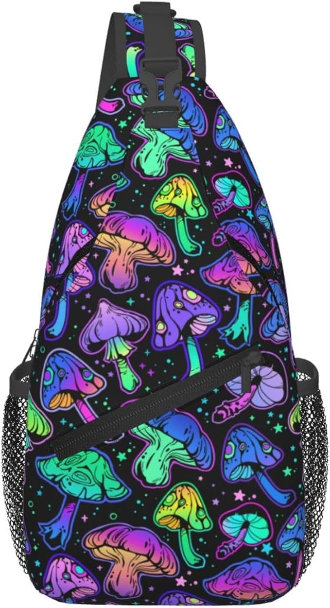 Bright Mushrooms Sling Bag For Women Men Mushroom Backpack Crossbody Shoulder by Unknown