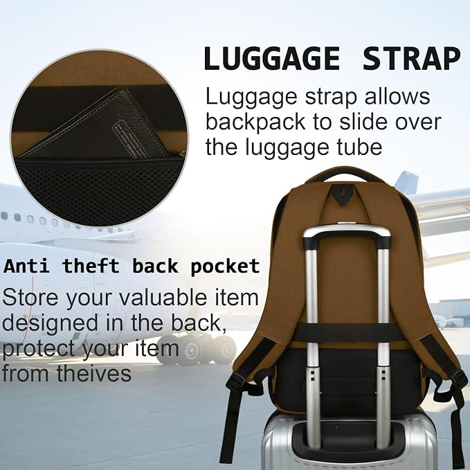 Volher Laptop Backpack, Business Travel Anti Theft Slim Durable Laptops Backpack - Image 6