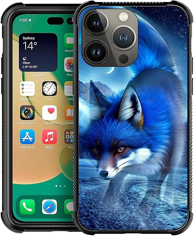 for iPhone 13 Pro Max Case, Snowy Mountain Fox Lake Pattern Graphic Design Girl by FKBRCL4U