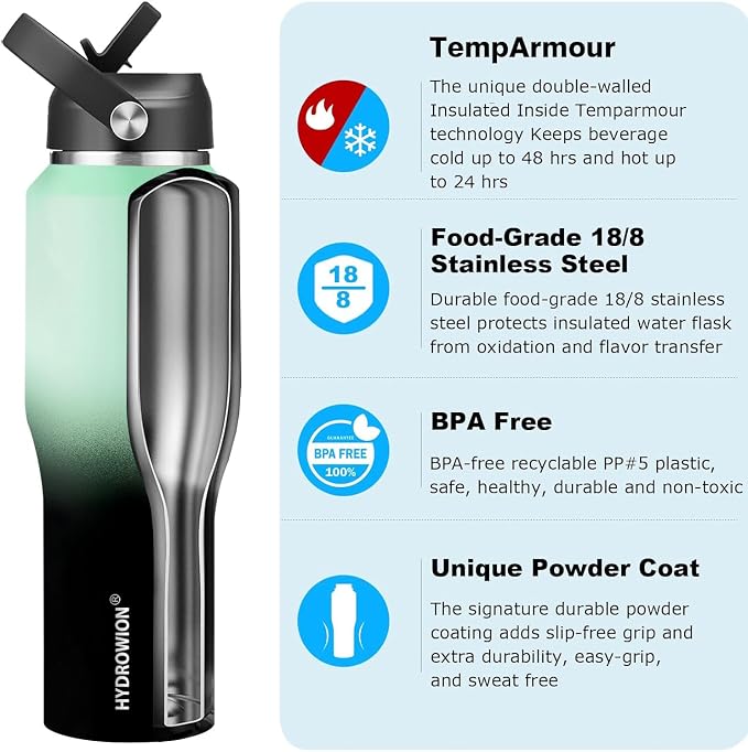 HYDROWION Water Bottle Stainless Steel, Vacuum Insulated Leak Proof Tumbler 32oz - Image 3