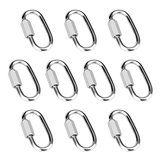 10 Pcs 1.5 Inch 304 Stainless Steel Screw Chain Quick Links, 175 Lbs Capacity by Vmuter