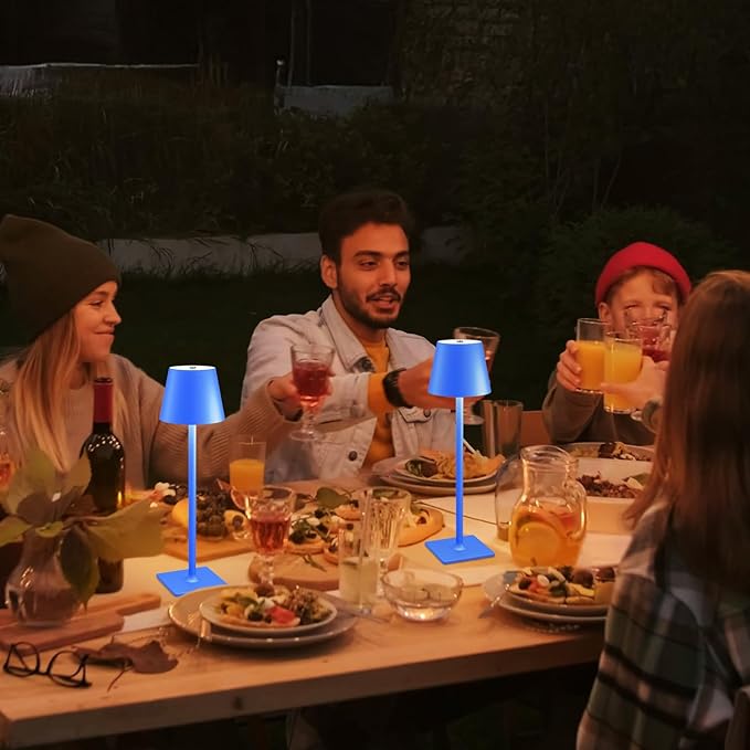 Yogaret Blue Cordless Table Lamp Set of 2, Indoor/Outdoor Table Lamp - Image 6