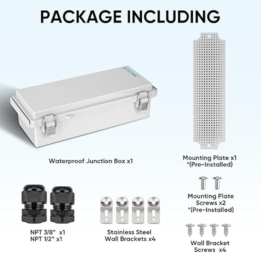 TICONN Outdoor Electrical Box Waterproof, Junction Box IP67 ABS Plastic - Image 6