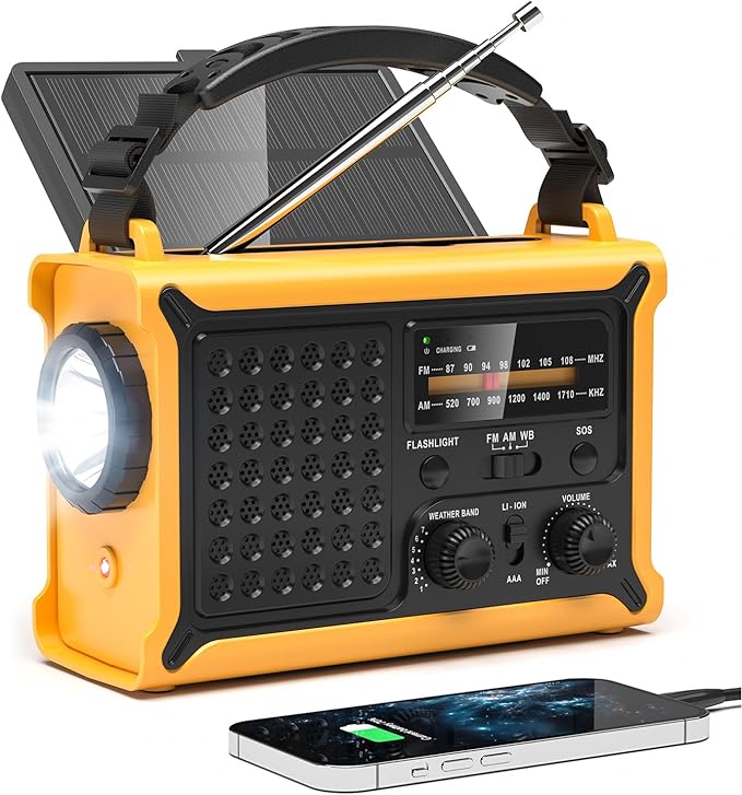 NOAA Weather Radio-12000mAh/44400mWh AM/FM Emergency Portable Radio by PPLEE