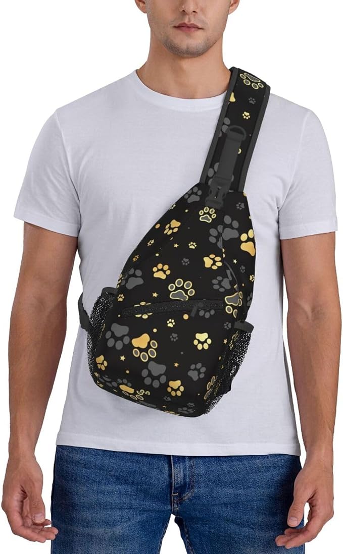 Golden Paw Print Crossbody Sling Bags - Image 6
