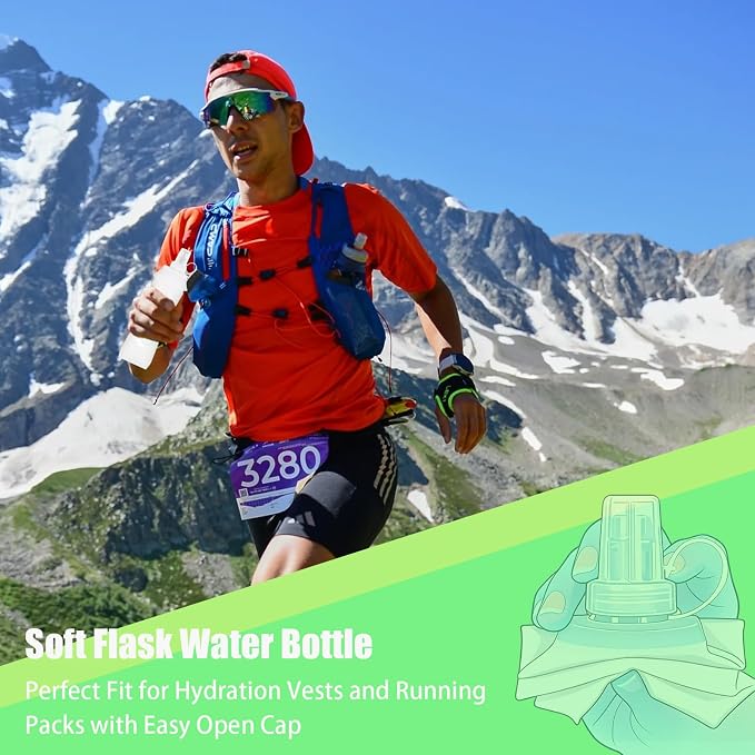 2PCS Running Vest Soft Flask, BPA-Free Soft Flasks 17oz/500ml TPU Collapsible - Image 3