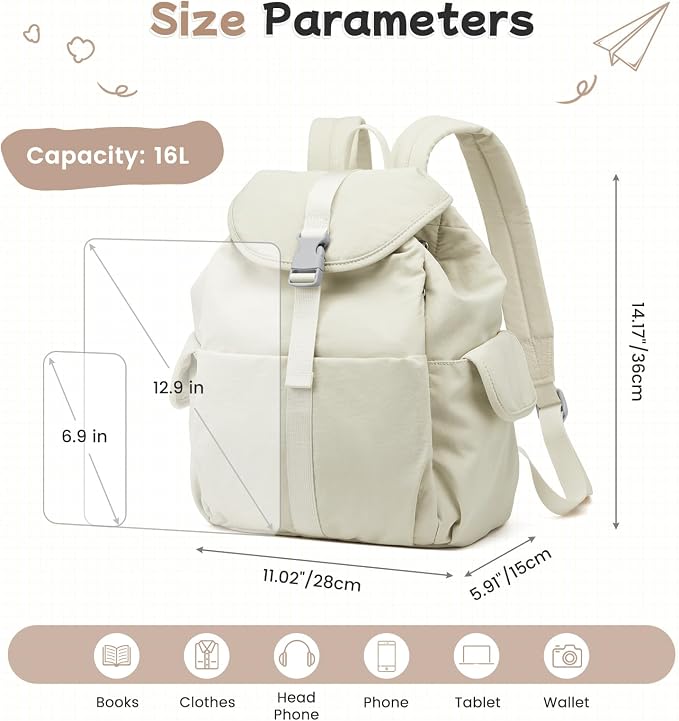 G4Free Small Backpack for Women, Nylon Casual Daypack for Work Travel Campus - Image 5