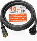 HUANCHAIN 14 Gauge 10 FT Flat Plug Extension Cord Black Indoor Outdoor by huanchain