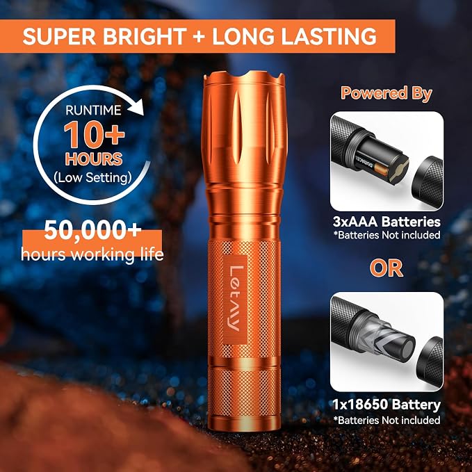 LETMY Tactical Flashlight S2000-2 Pack Bright Military Grade LED Flashlights - Image 3
