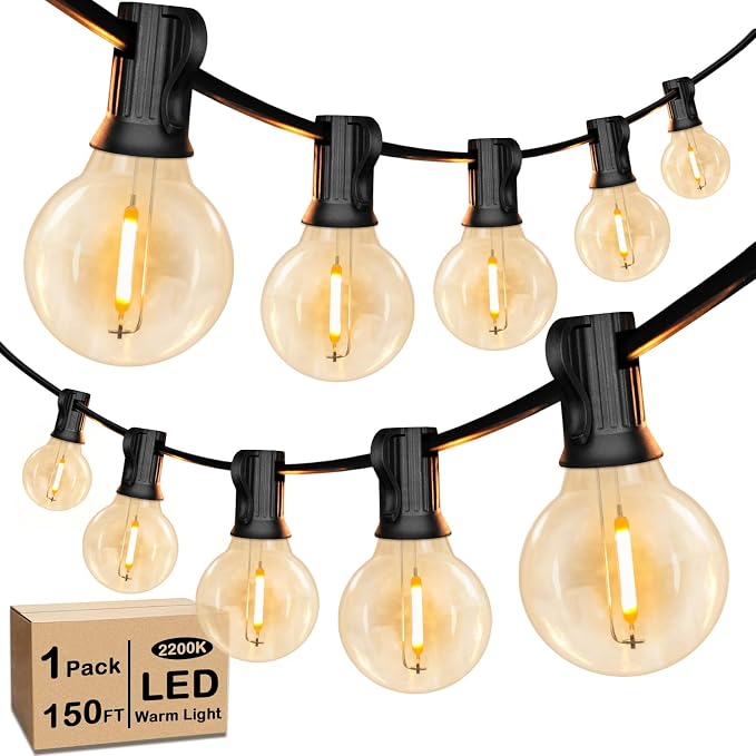 150FT LED Globe Outdoor String Lights, Dimmable Patio by WelcometoVerRon