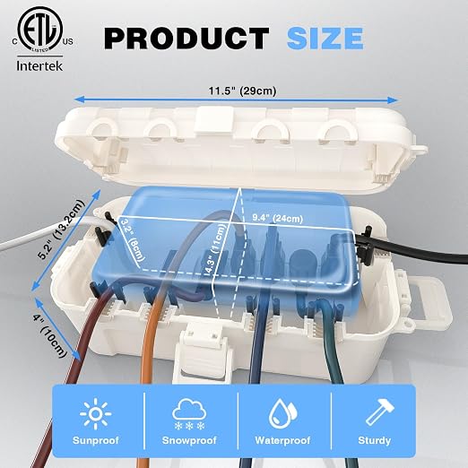 Flemoon Outdoor Electrical Box Waterproof, Medium Weatherproof Electrical Box - Image 3