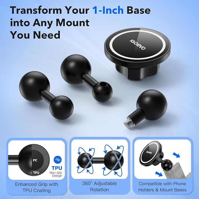 1-Inch Ball Adapter Kit for RAM Mounts – Includes 20mm Ball Adapter, 17mm Ball - Image 2