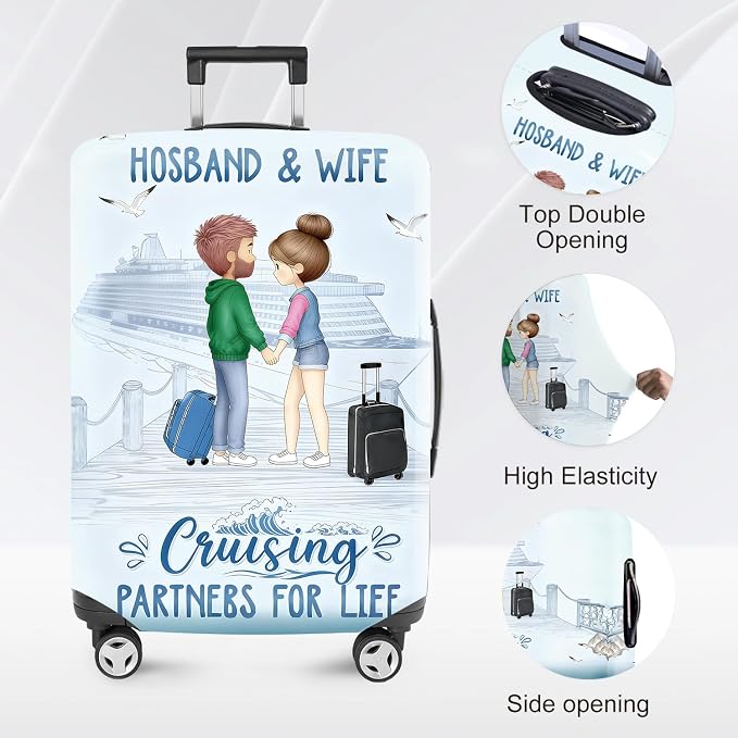 Valentine'S Day Couple Travel Luggage Cover -Stretchable Airplane Suitcase - Image 2