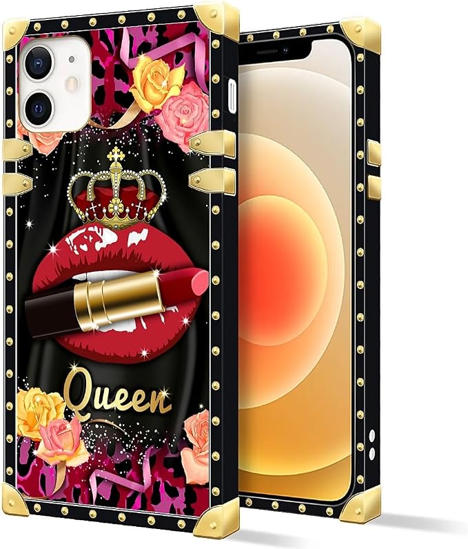 Compatible with iPhone 11 Case, Queen Lip Crown Leopard Print Luxury Golden - Image 2