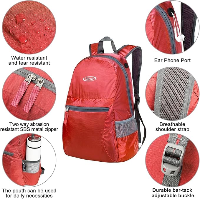 G4Free 20L Lightweight Packable Backpack Travel Hiking Daypack Foldable Backpack - Image 5