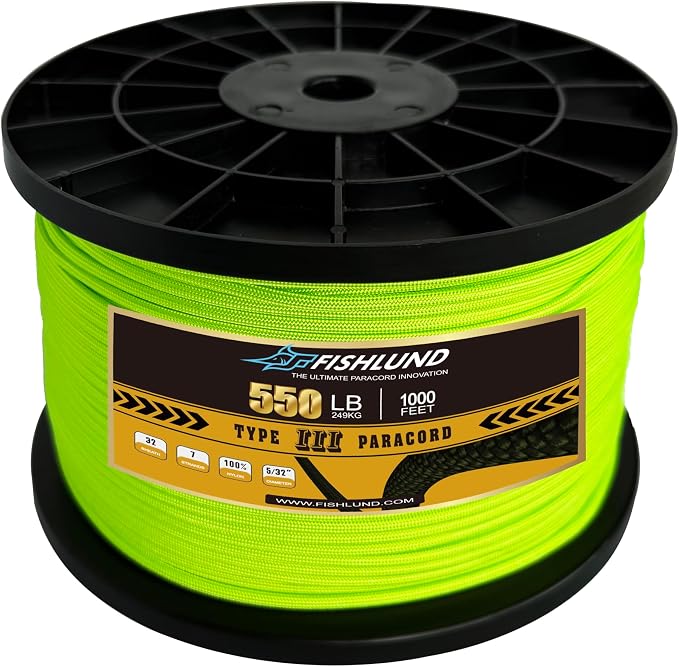 Paracord 550 lb, 7 Strand Paracord Rope 1000ft 4mm, Nylon Parachute Cord by FISHLUND