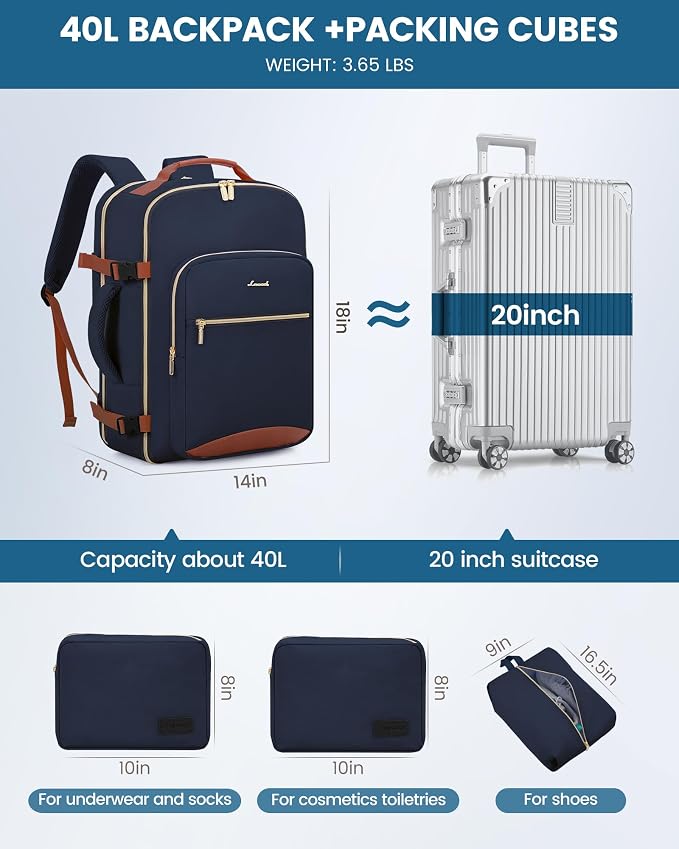 LOVEVOOK Travel Backpack for Women & Men 40L, Airline Approved Carry On - Image 5