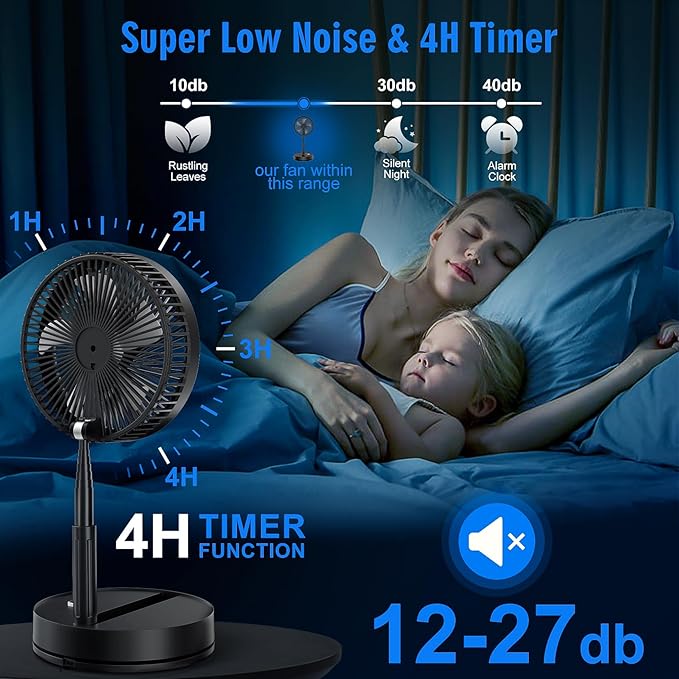 LIPETY Portable Foldable Rechargeable Oscillating Fan - Image 3