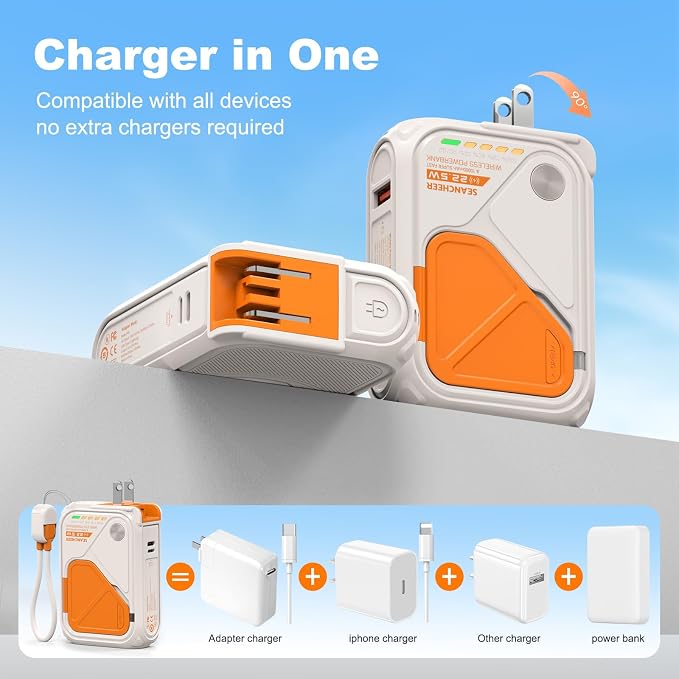 SEANCHEER P05 Portable Charger, Magnetic Power Bank, Small Wireless PowerBank - Image 2