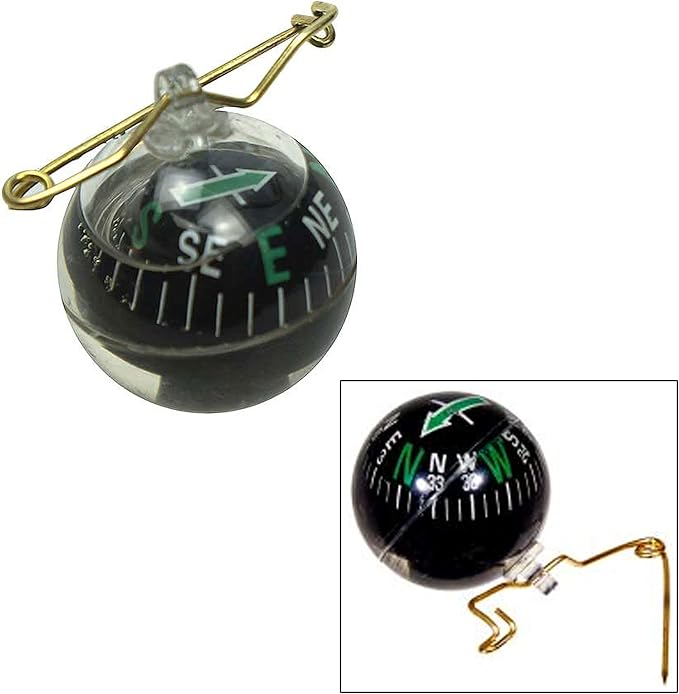 2 Survival Navigation Ball Pin On Compass Liquid Filled Camping Hiking Military - Image 2