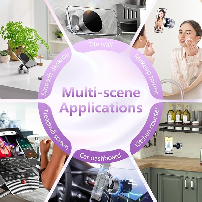 Vacuum Magnetic Phone Holder, Foldable Magnetic Suction Phone Mount, 360° - Image 6