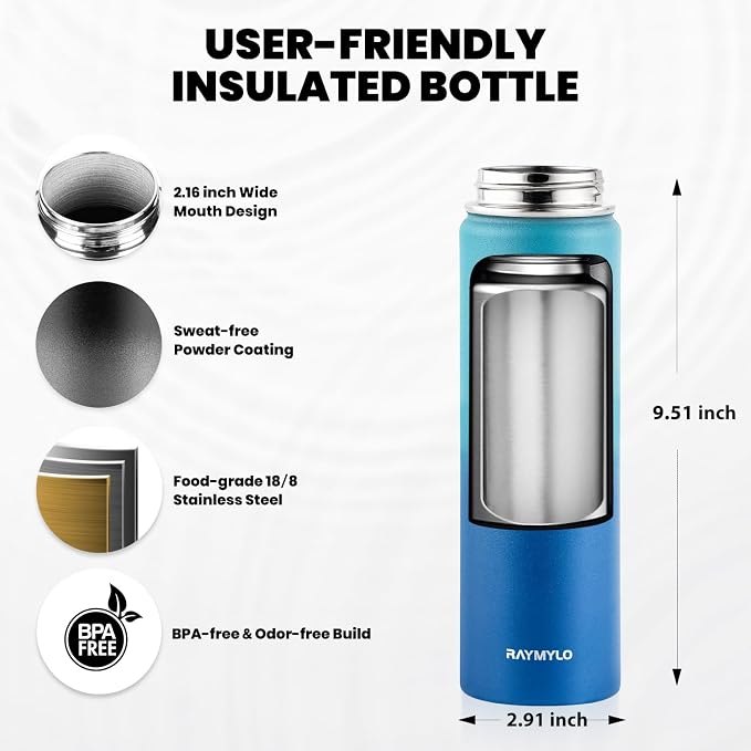 RAYMYLO Insulated Water Bottle 20 oz, Triple Wall Vacuum Stainless Steel - Image 5