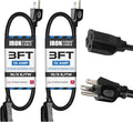 Iron Forge Cable 2 Pack 3 Ft Black Extension Cord, 3 Foot Extension Cord by IronForgeCable