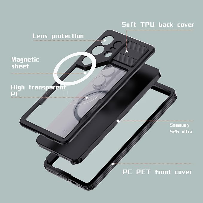 for Samsung Galaxy S26 Ultra Case, Rugged Full Body Underwater Protective Cover - Image 3