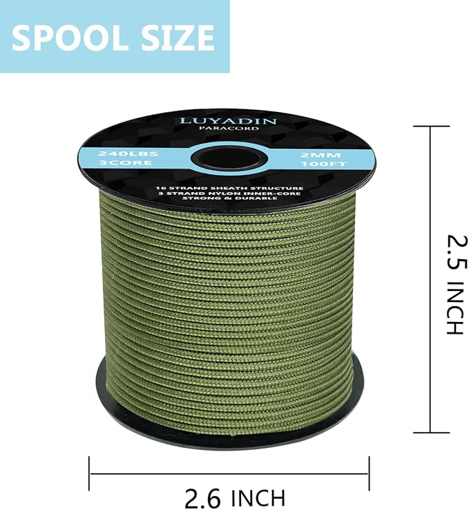 Paracord 240lb - Diameter 2mm Micro Utility Cord -3 Strand Parachute Spool Cord - Image 2
