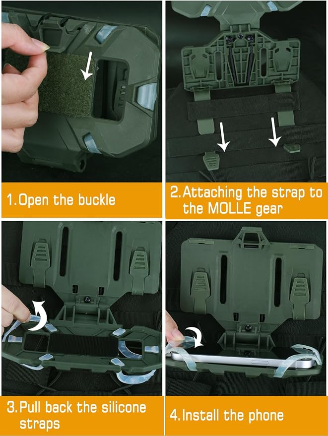 Tactical Gear Plate Carrier Vest Accessories Phone Chest Mount Holder - Image 8