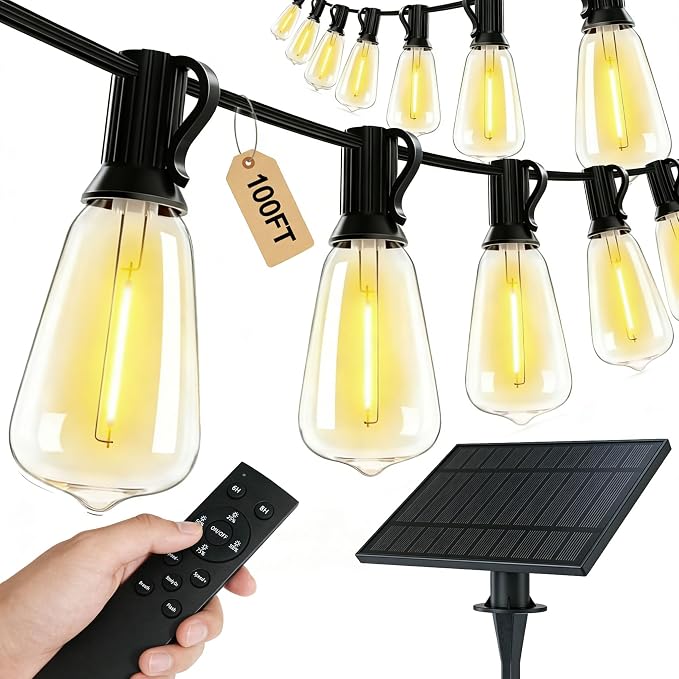 TW SHINE 100 FT Solar String Lights Outdoor, 31+2 LED Waterproof Shatterproof by TWSHINE