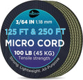 TECEUM Micro Paracord – 1.18 mm X 125 ft – Micro Utility Cord – Thin Braided by TECEUM