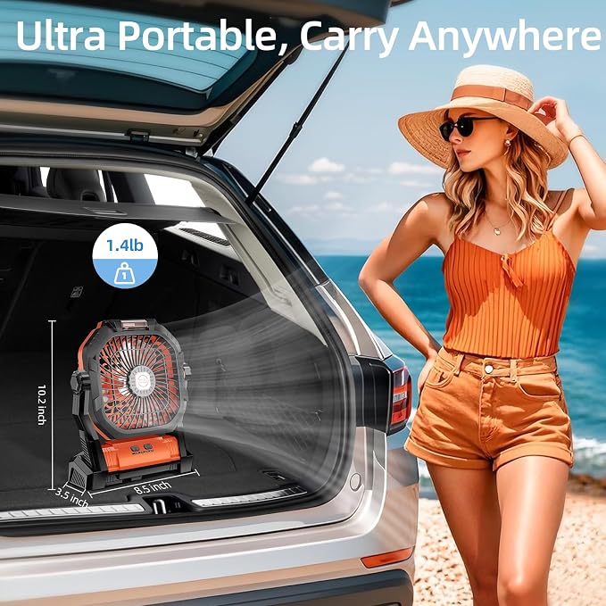 Camping Fan Rechargeable, 20000mAh Battery Powered Portable Fan - Image 7