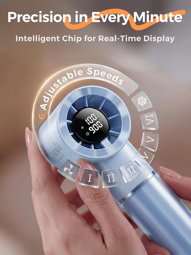 Handheld Portable Fan, 6-Speed Powerful Mini Personal Fan, Rechargeable 5000mAh - Image 4