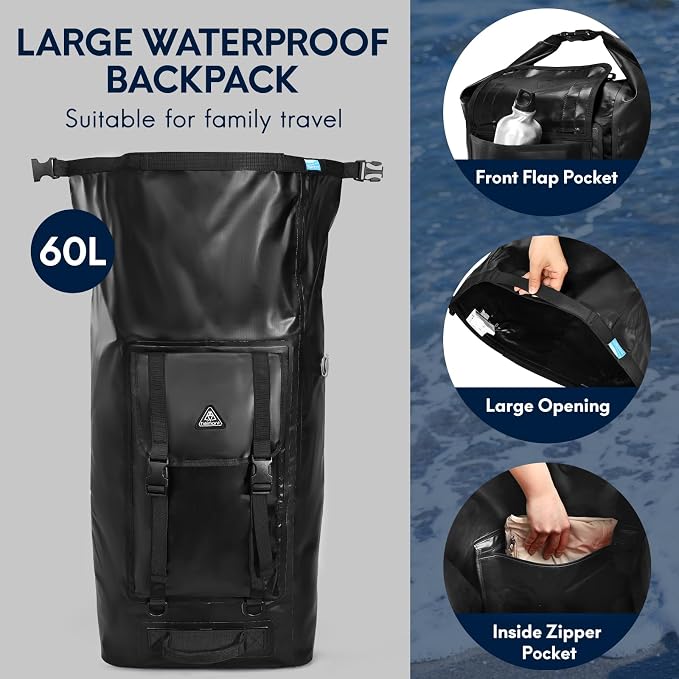 Haimont Waterproof Backpack Roll Top Dry Bag Kayak Dry Backpack - Image 5