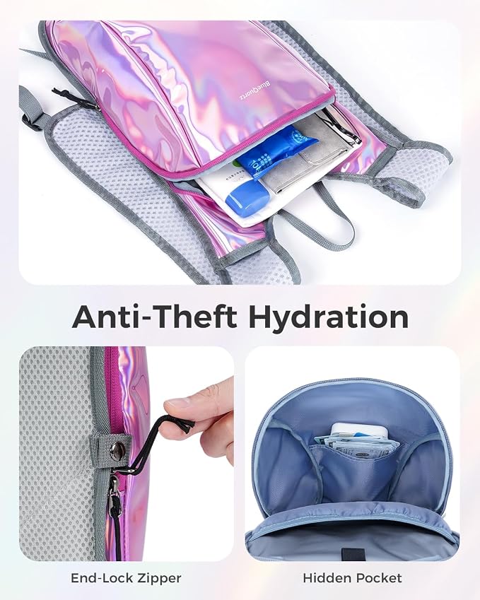 Blue Quartz Rave Hydration Backpack, Reflective Hiking Pack - Image 5