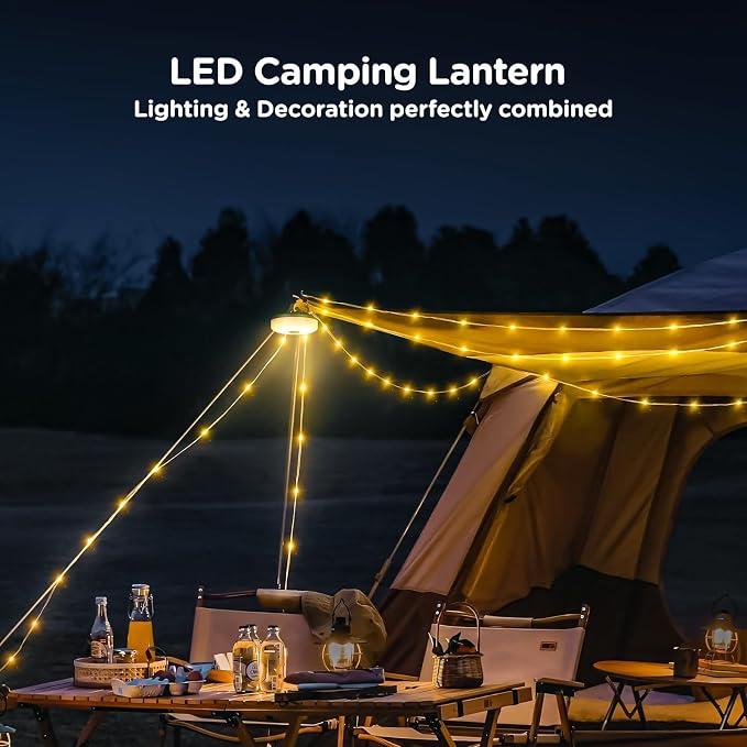 OGERY 3-Pack Camping String Lights, 4 in 1 Quick Storage 32.8FT Rechargeable - Image 2