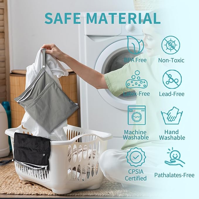 babygoal Wet Dry Bags for Baby Cloth Diapers, Washable Travel Bags, Gym Bag for - Image 6