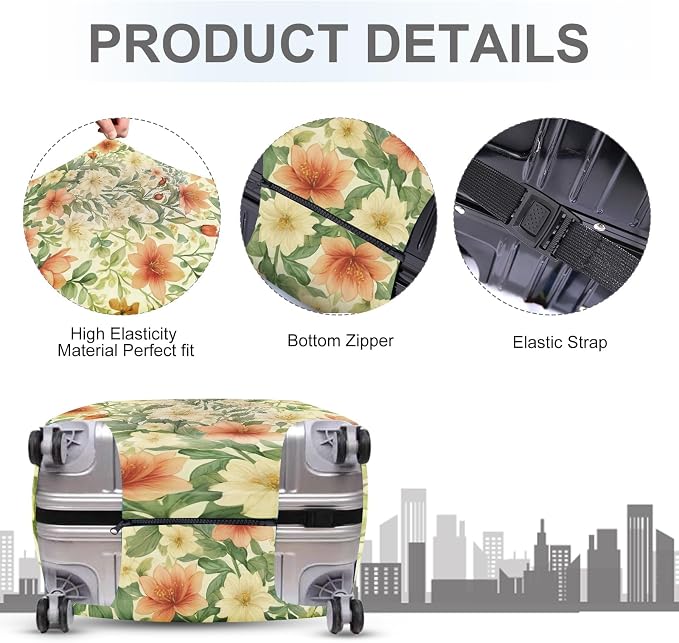 ANNA QUEEN Floral Botanical Luggage Cover, Vintage Flower Suitcase Protector - Image 3