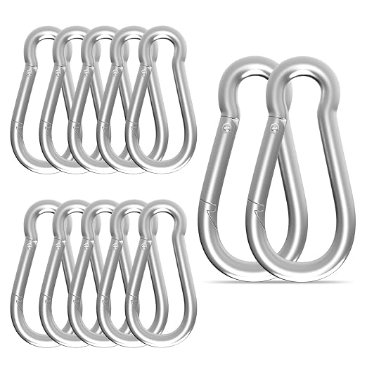 Carabiner, Heavy Duty Galvanized Steel Spring Snap Hook Carabiner Clips by High-PQ