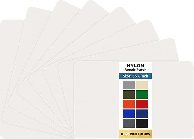 KING MOUNTAIN Self Adhesive Nylon Fabric Repair Patch, 5×8 Inches 8 Pcs by ForABetterHomeLife
