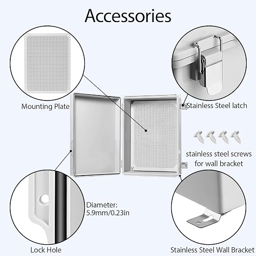 LeMotech Electrical Box, IP67 Waterproof Hinged Cover Stainless Steel Latch - Image 4