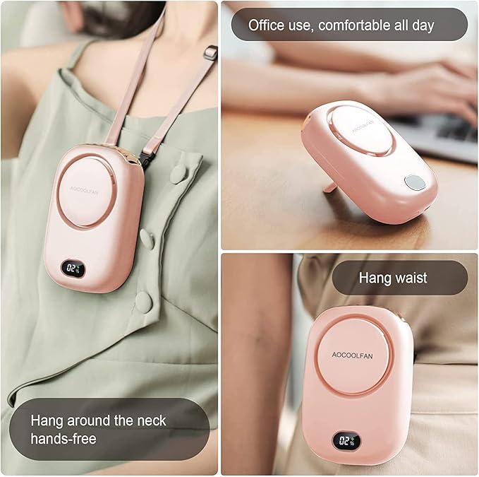 AOCOOLFAN Portable Neck Fan, Mini Small Personal Handheld Fan USB Rechargeable - Image 5