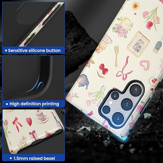 for Samsung Galaxy S24 Ultra Case, HL2 Aesthetic Bow Preppy Collage Hybrid 2 - Image 3