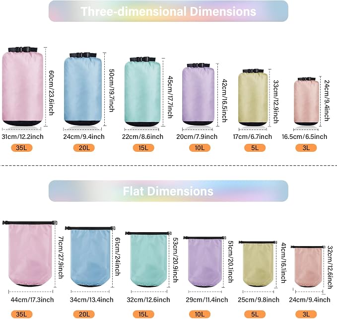 6 Pcs Waterproof Dry Bag Sack Lightweight Outdoor Dry Bags 35 L, 20 L, 15 L - Image 3